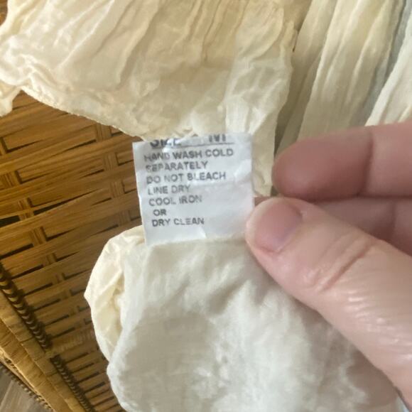 Made in Italy Cotton gauze Ruffle Peasant Top Boho Cottagecore Poet Blouse Med - Picture 8 of 8